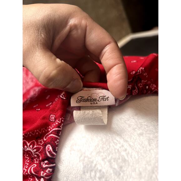 Fashion Art U.S.A. Bandana Blouse, Rodeo, Carnival Cowgirl Theme, Red Color, 2XL - Picture 10 of 12